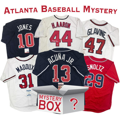 Autographed/Signed Atlanta Baseball Jersey Mystery Box with PSA JSA or Beckett COA