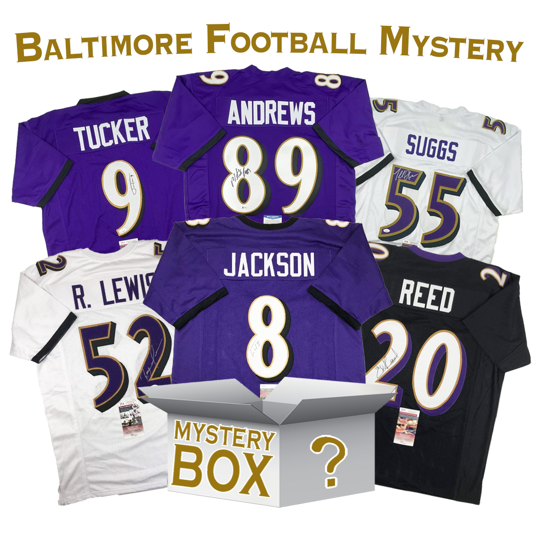 Autographed/Signed Baltimore Football Jersey Mystery Box with PSA JSA or Beckett COA