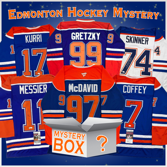 Autographed/Signed Edmonton Hockey Jersey Mystery Box with PSA JSA or Beckett COA